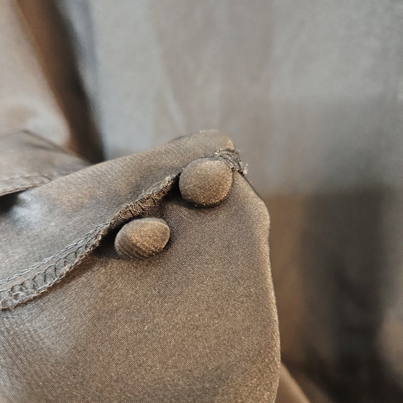 Vintage 80s Black Satiny Tuxedo Blouse S/M - Picture 15 of 16